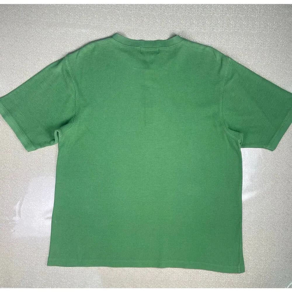 Vintage Eddie Bauer Green Waffle Knit Cotton Henley Tee Men’s Small - Picture 7 of 9